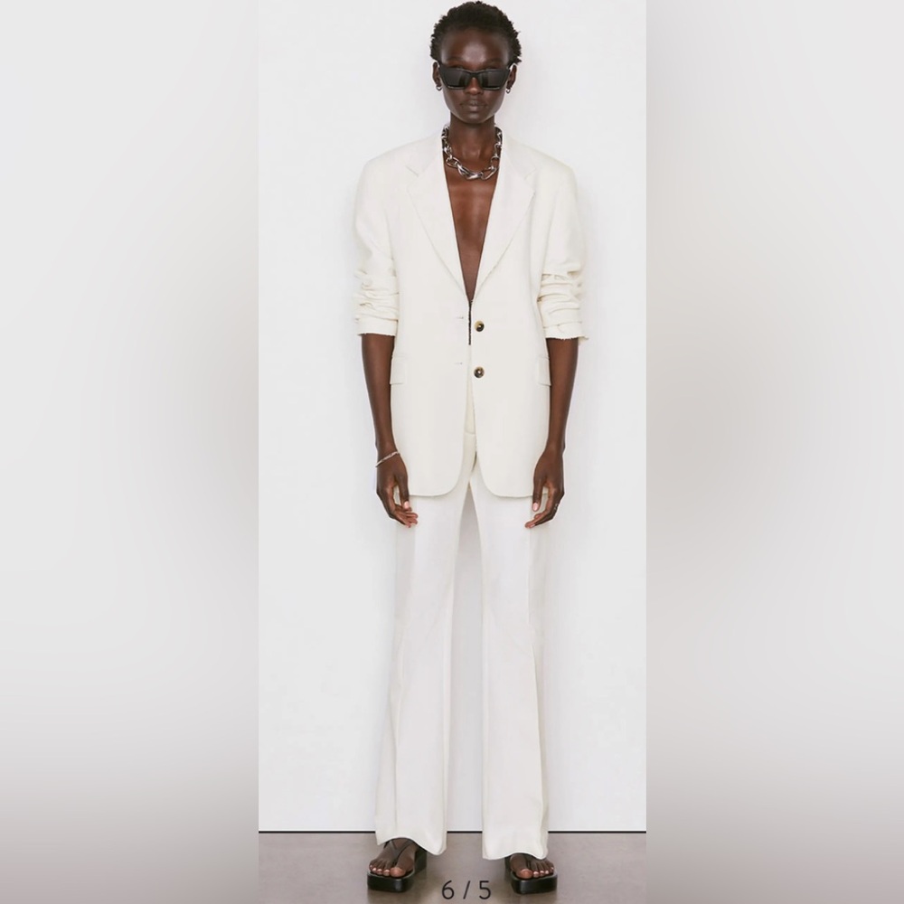 Frame Le High Flare Stretch Cotton Trouser Pants, Size 10